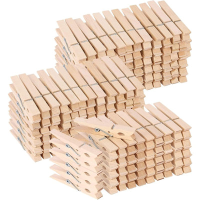 200-Pack Heavy-Duty Wooden Clothespins, 3-Inch Natural Wood Clips with Strong Spring for Laundry, Crafts & Photos