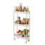 3 Tier Slim Slide Out Storage Trolley w/ Wood Legs and Castor Wheels-1109219861