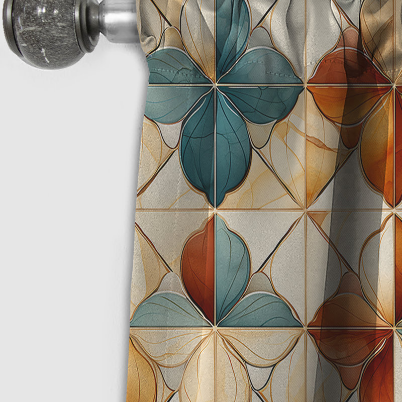 Earth Tones Damask Tiles Harmony - Damask Curtain - Blackout Damask Curtain - 1 Panels, 52" W x 95" L