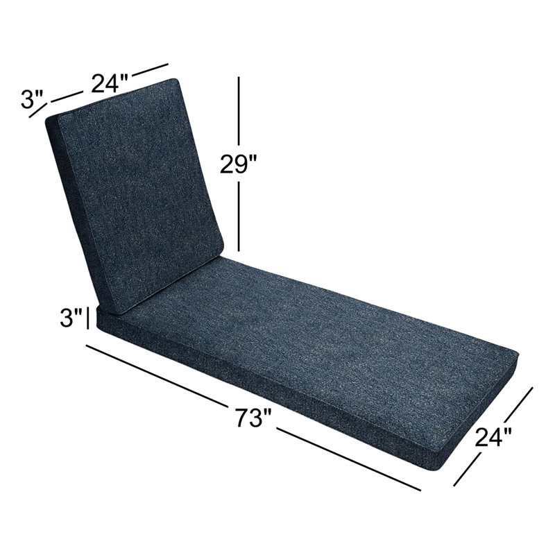 Sunbrella Boucle Indoor/Outdoor 3'' Chaise Lounge Cushion, Improve Indigo Sunbrella®, 24" W x 73" D