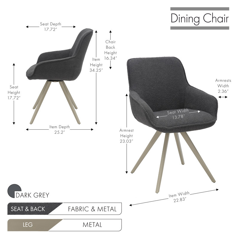 Ensemble de 2 chaises Caelia, Gris foncé