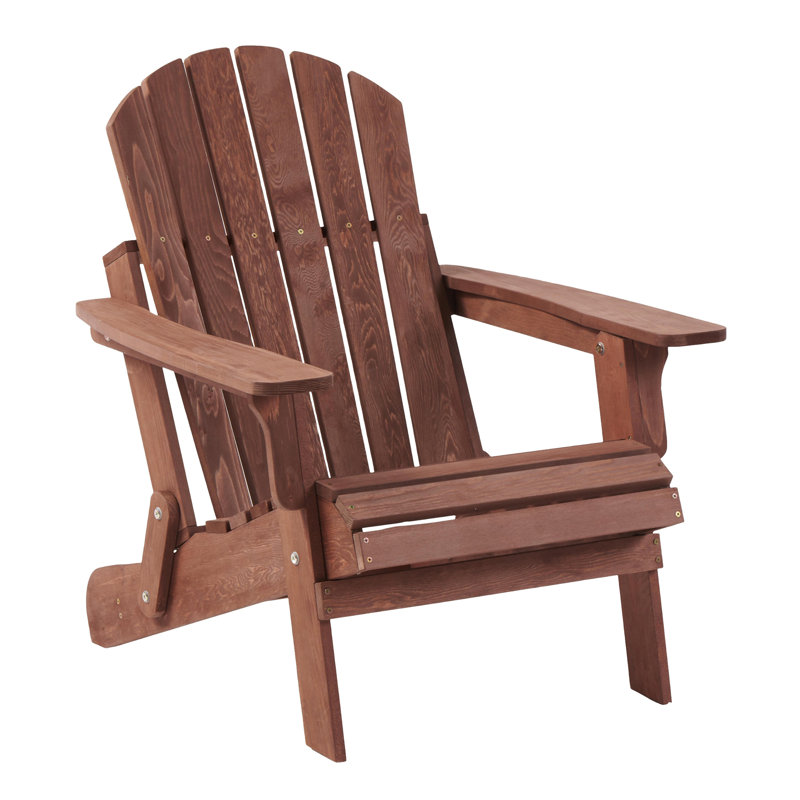 Oversize Wooden Outdoor Folding Adirondack Chair With Pre-Assembled Backrest & Seatboard