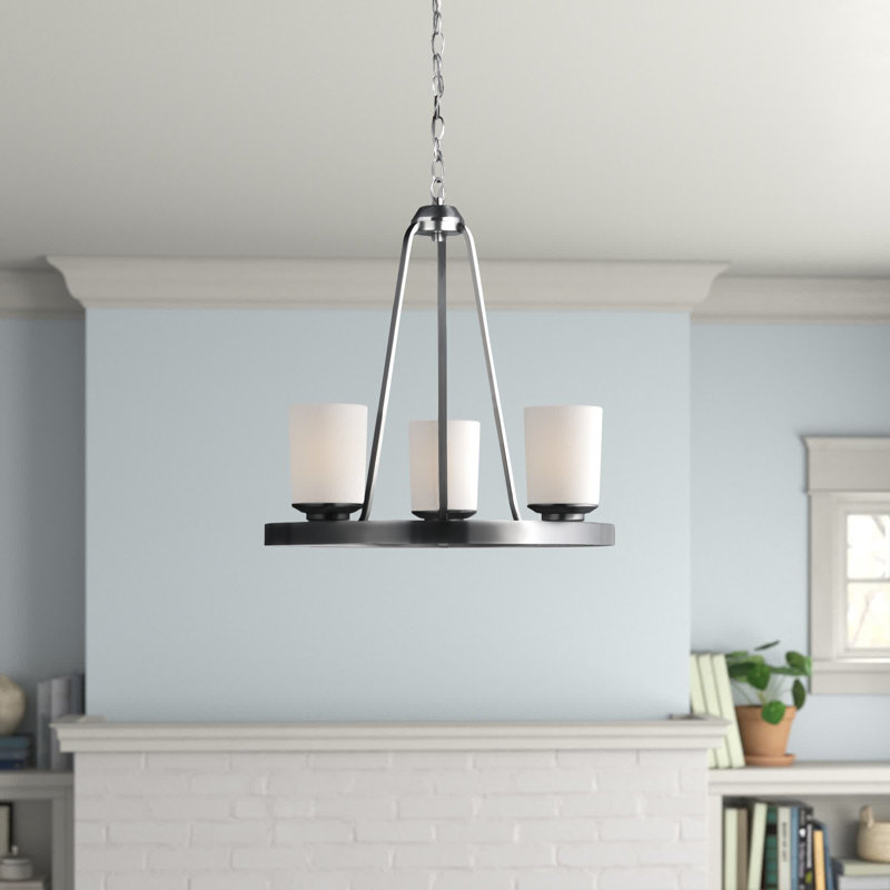 Kemal Three Light Chandelier from Generation Lighting , Brushed Nickel, Not Energy Star, No