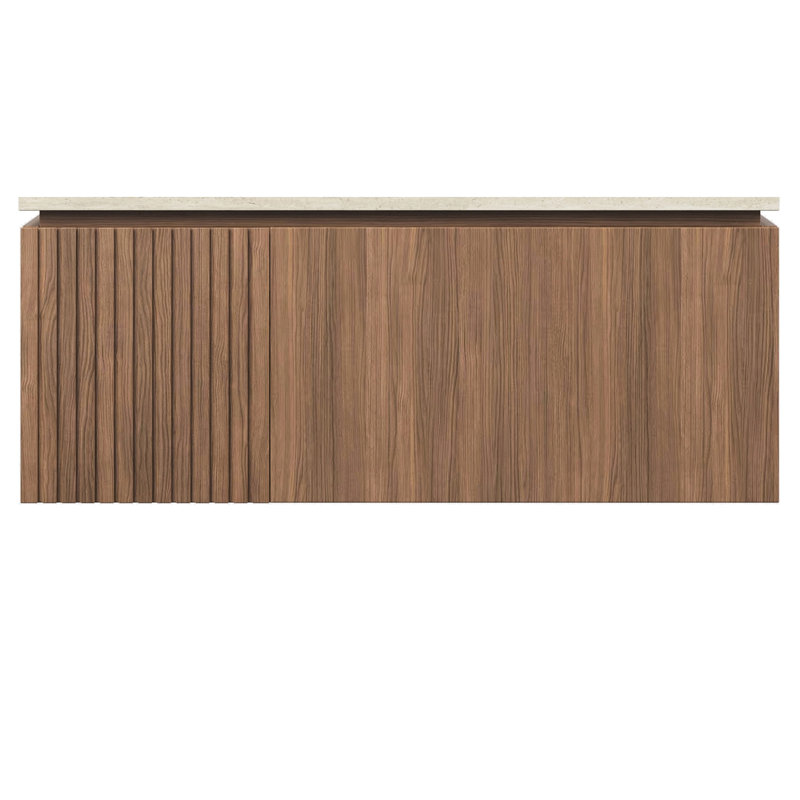 Armoire de 36 po en chêne brun faite de contreplaqué, de portes et de tiroirs doubles, sans couvercle, couvercle, robinet ou évier, clapet à fermeture en douceur et haute performance