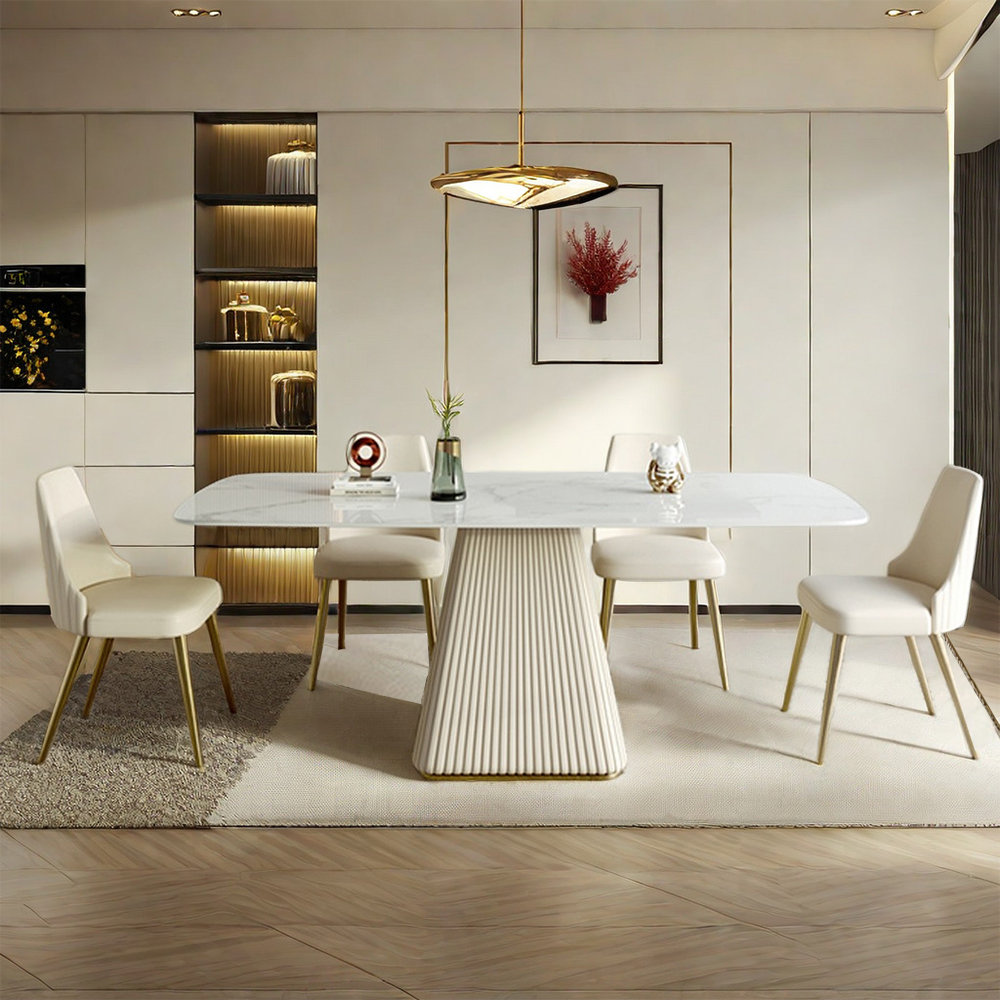 Everly Quinn White modern sintered stone dining table - Wayfair Canada