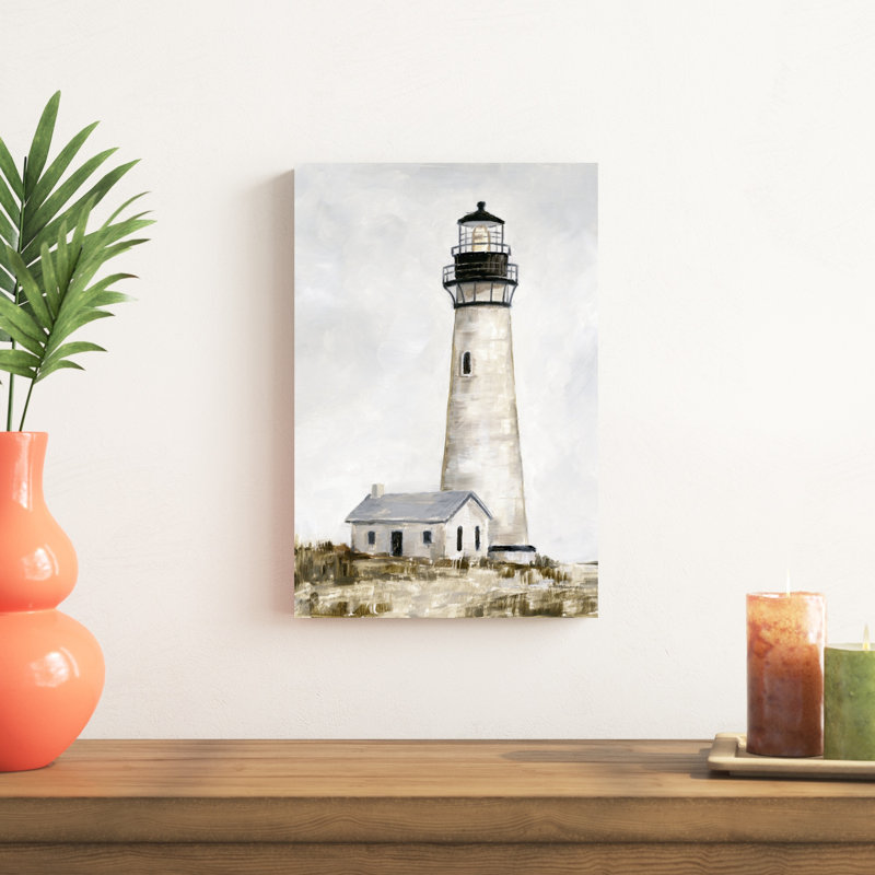 Phare rustique II, H 18 po x l 12 po, Imprimé avec cadre blanc, Blanc