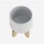 POT DE FLEURS 5 "AVEC SUPPORT EN BOIS, BLANC
