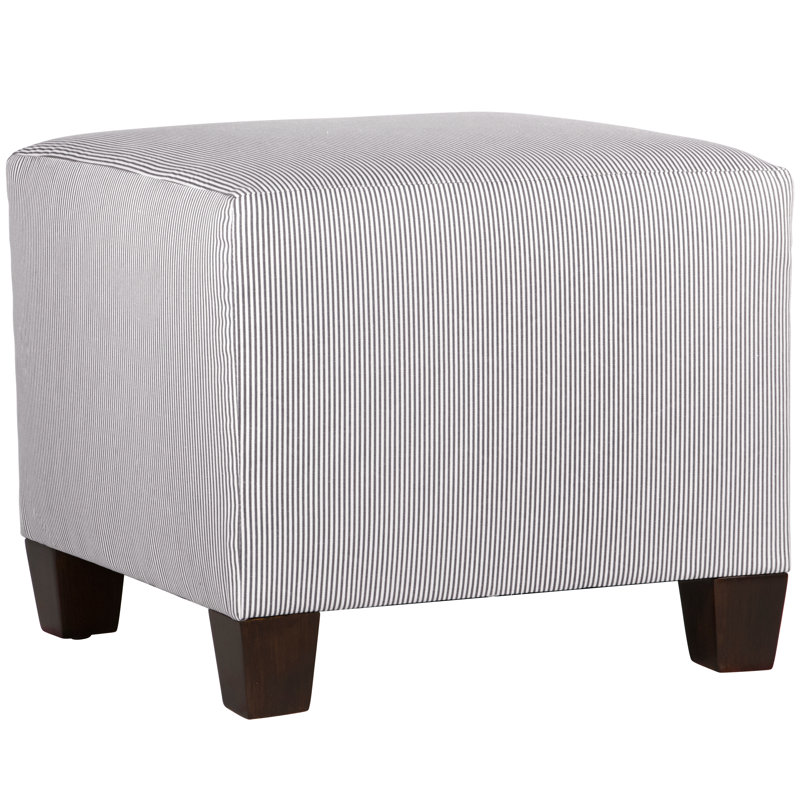Fernando Upholstered Ottoman, Oxford Stripe Charcoal