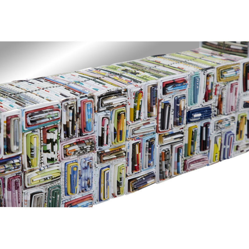 Multi Colored Paper Handmade Recycled Magazine Frame Room Wall Mirror,