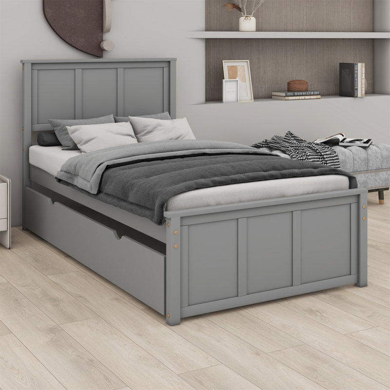 Lit plateforme avec lit gigogne, Grey