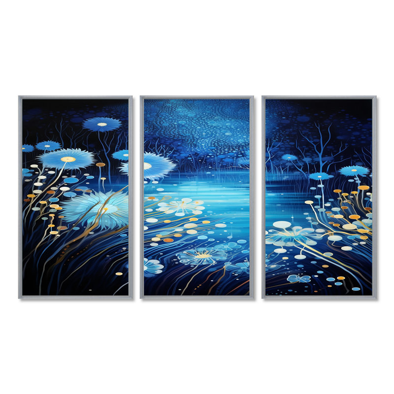 Junious - ensemble de décoration murale pissenlit, Encadrement argenté, H 40 po x l 60 po x P 1 po