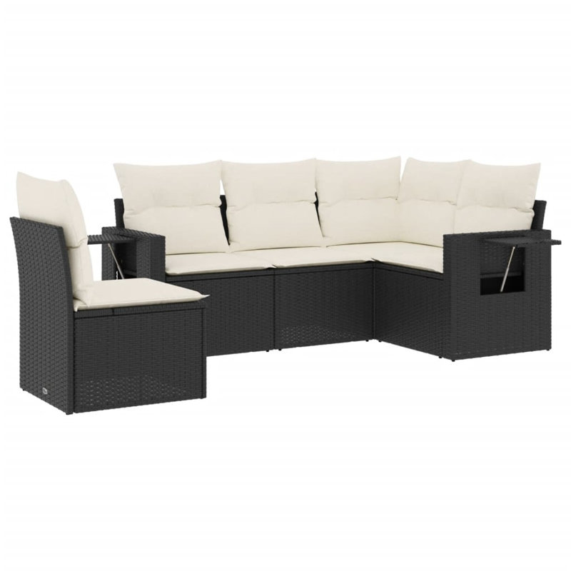 Ensemble de canapé de jardin Vidaxl noir, blanc crème