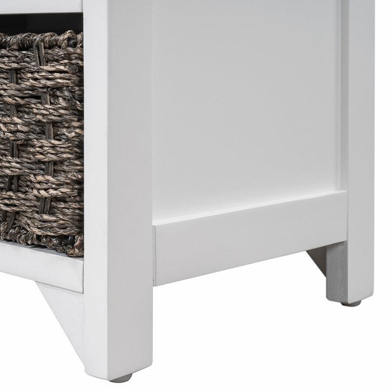 Entryway Bench with Removable Basket and Drawers, White