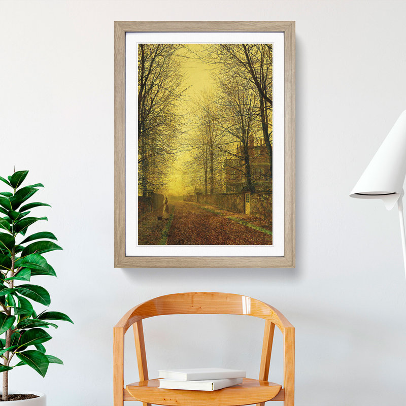 Autumns Golden Glow by John Atkinson Grimshaw - Framed Print, 65cm H x 48cm W x 2cm D, Oak Framed
