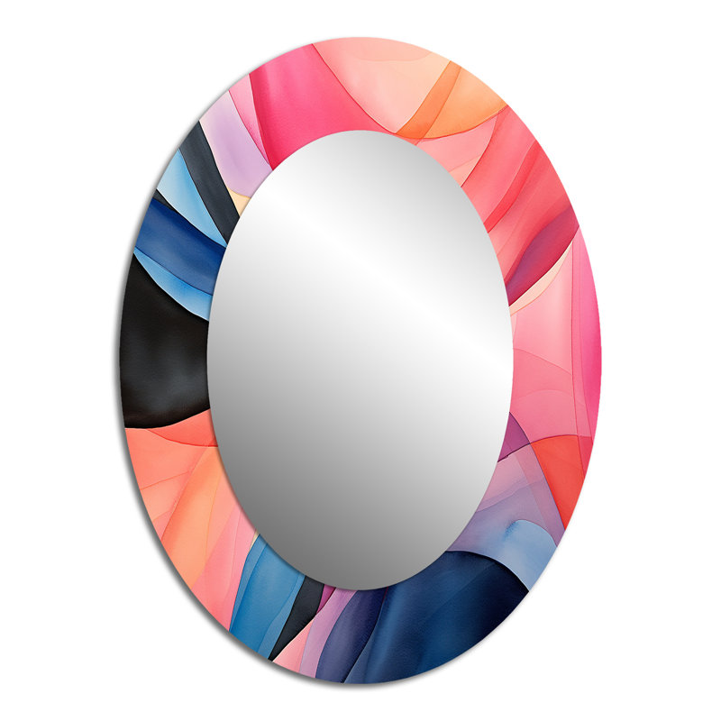 Motif géométrique de couleurs douces V - Miroir mural moderne ovale, H 40 po x l 30 po