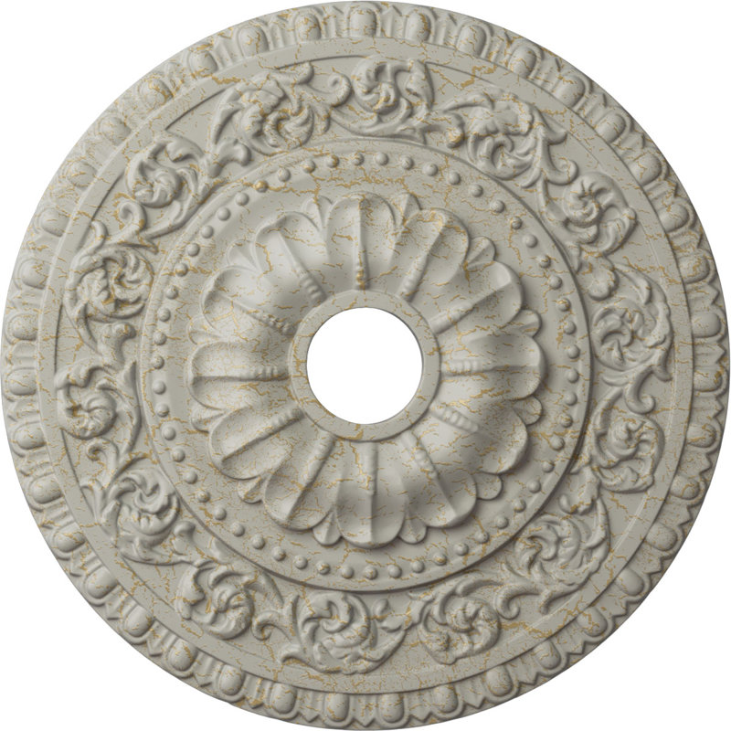 Endurathane Vaduz Ceiling Medallion, 23 1/2"OD x 3 1/2"ID x 2 1/8"P (Fits Canopies up to 3 1/2"), Hand-Painted Pot of Cream Crackle Finish