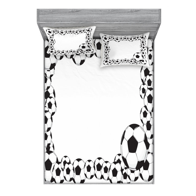 Soccer Microfiber Patterned Sheet Set, Full Sheet Set + Fitted Sheet + 2 Pillowcases