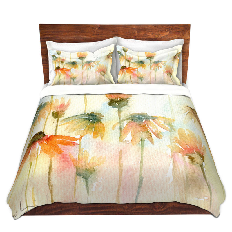 Ensembles de housses de couette DiaNoche en microfibre par Amanda Hawkins - Orange Daisies