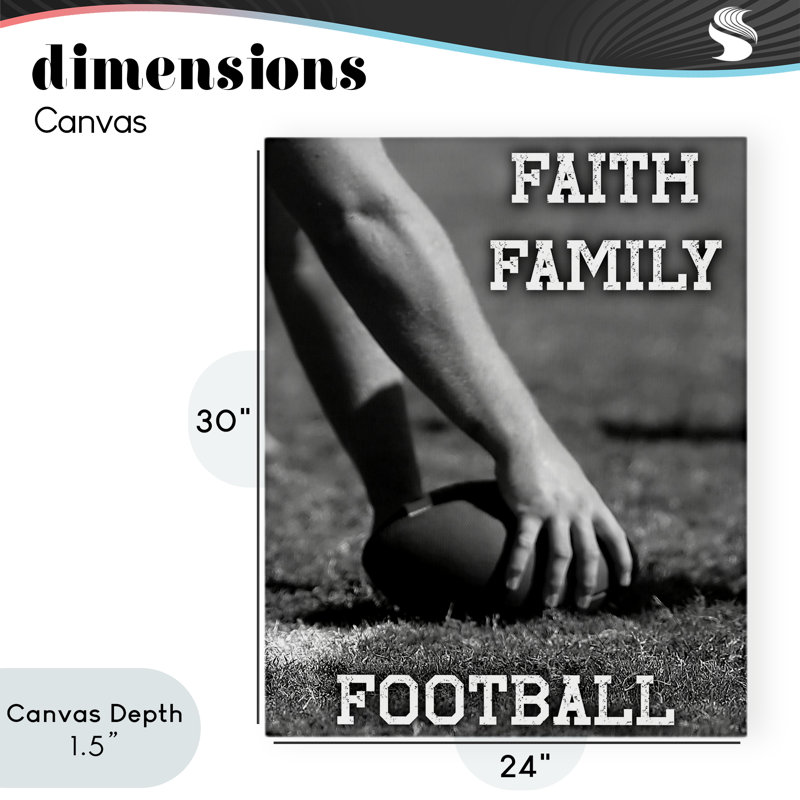 Toile Faith Family Football Hike, design par Marcus Prime, H 30 po x l 24 po