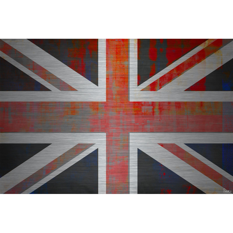 « union jack » par parvez taj, reproduction d’art sur métal, 24 po x 36 po
