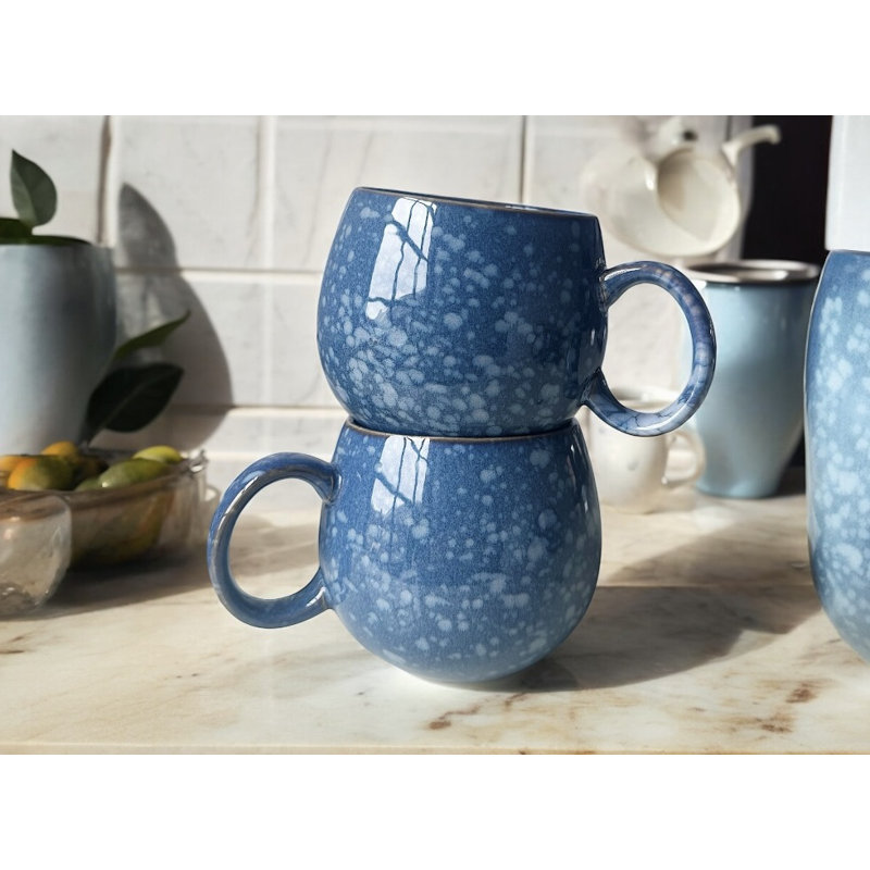 Reactive Glaze Blue Spots Studio Coffee Mug Set of 4 Sabeeh Mug