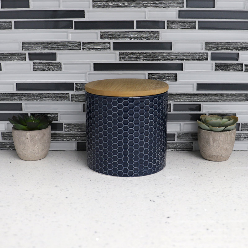 Pot de cuisine en céramique Honeycomb, H 5 po x l 5 po x P 5 po, Marine