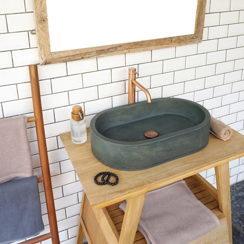 Barclay Uri 22.75'' Concrete Oval Bathroom Sink, Copper Green