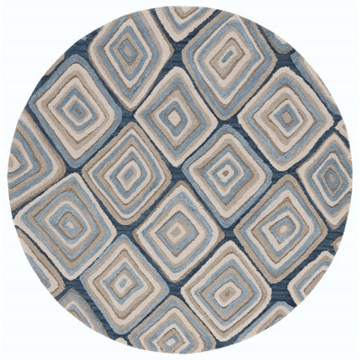 Boarer Hand Tufted Wool Geometric Rug