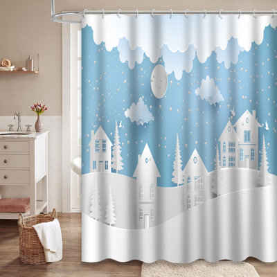 Rideau de douche Winter Snowy Hills House