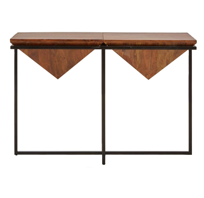 115cm Solid Wood Top Console Table