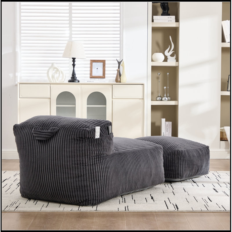 Fauteuil à billes avec repose-pieds en mousse, Dark Gray
