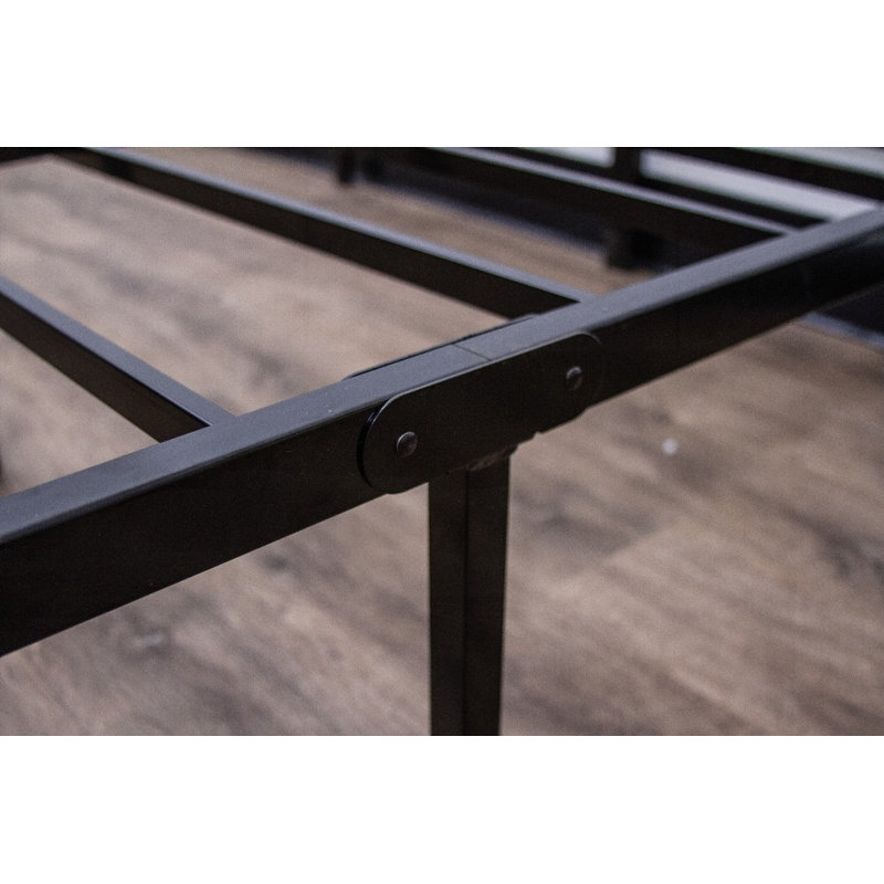 Modern Queen Size Steel Black Platform Foundation - No Box Spring Needed, Strong Support up to 2000 Pounds, Black, Queen