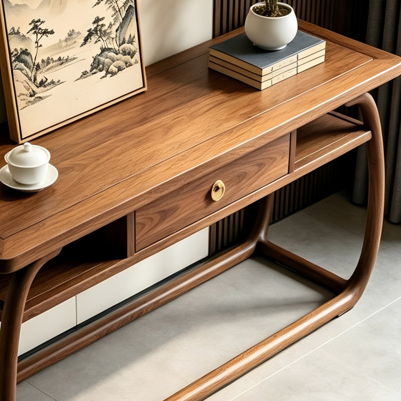 Console brune de style chinois rétro, 35.4" H x 63" W x 15.7" D