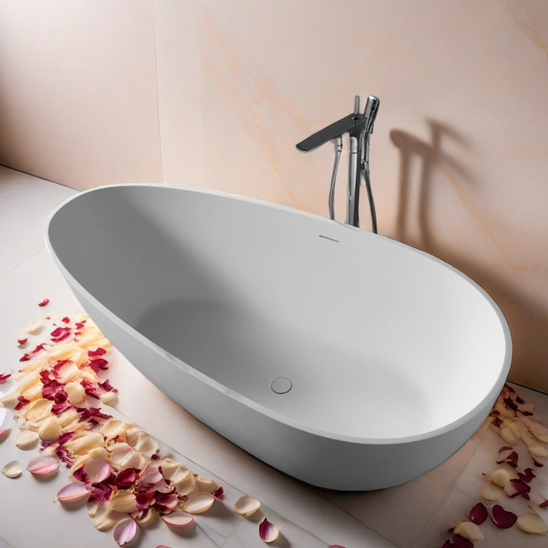 Modern Contracted Stone Bathtub, White