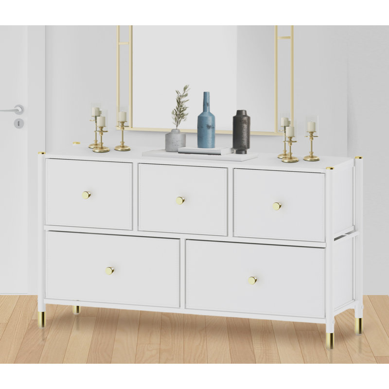 Commode double 5 tiroirs l 39,4 po, Blanc