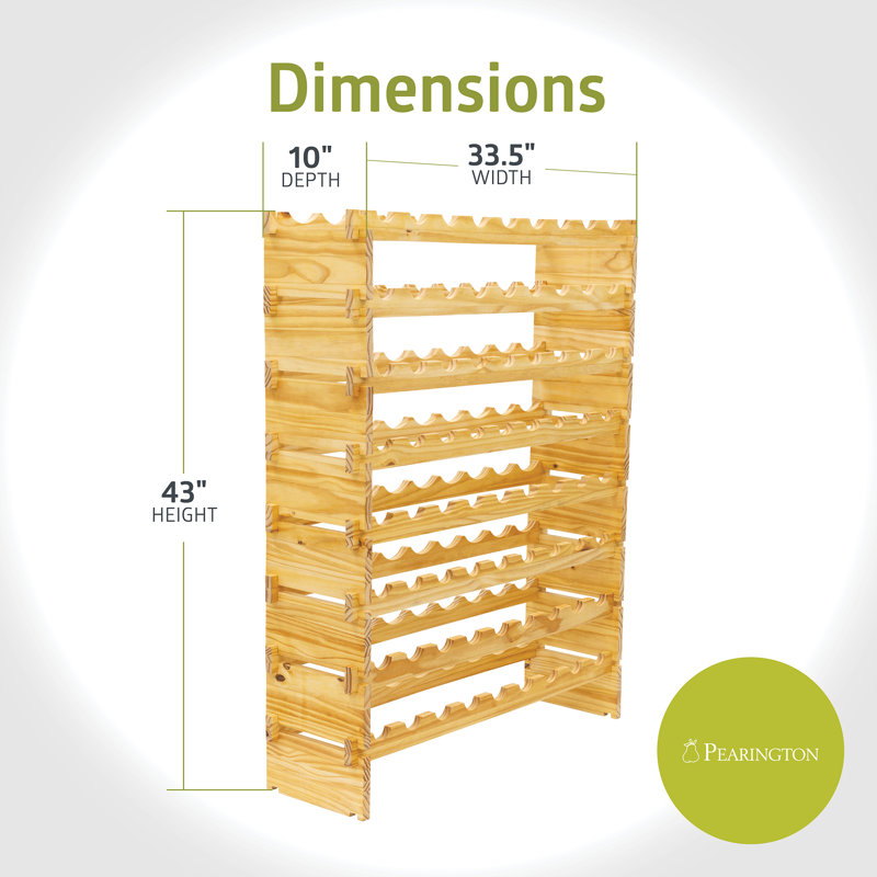 72 Bottle Stackable Modular Wine Rack, 8-Tier Solid Pine Wood Storage Rack