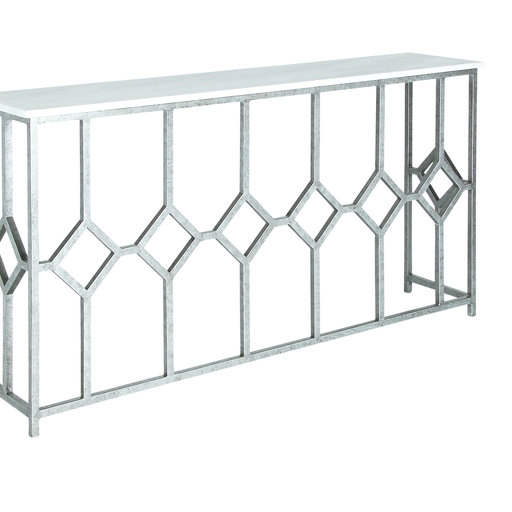 Napoleon Large Console (72"L), Royal Silver, Carrera Marble