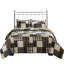 3 pièces de courtepointe très grand / très grand, noir / brun, réversible avec bordure découpée et taie décorative douce, patchwork