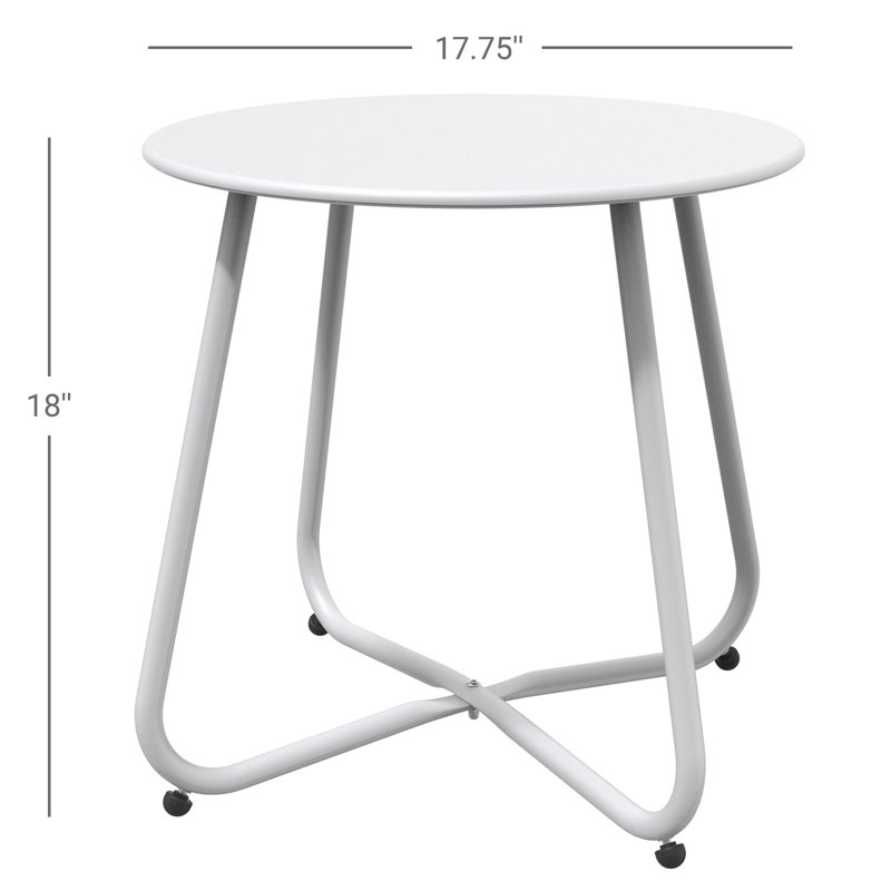 Mickelsen Steel Patio Side Table, White