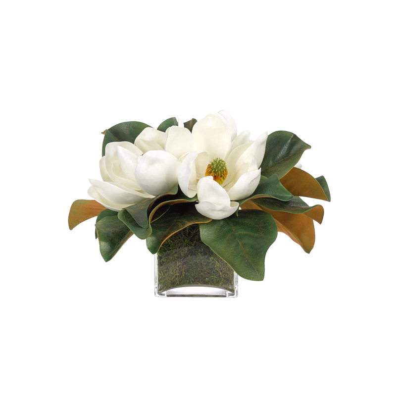 Magnolia Floral Arrangement in Planter, 11" H x 12" W x 12" D