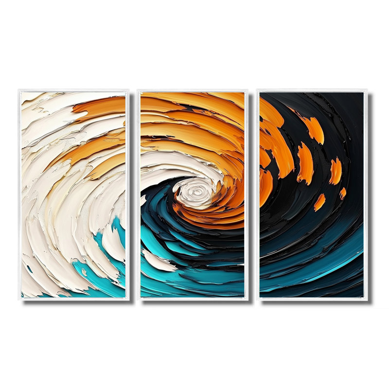 Abstrait abstrait galactique en spirale Convergence III, H 40 po x l 60 po, Reproduction avec cadre flottant, Blanc