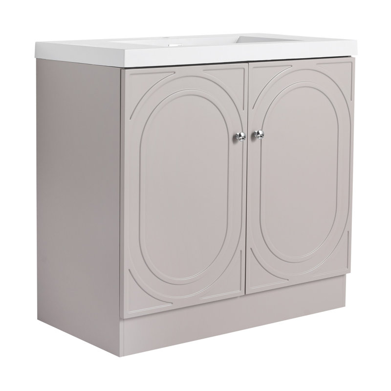 Meuble-lavabo autoportant avec lavabo en résine, 35.4"