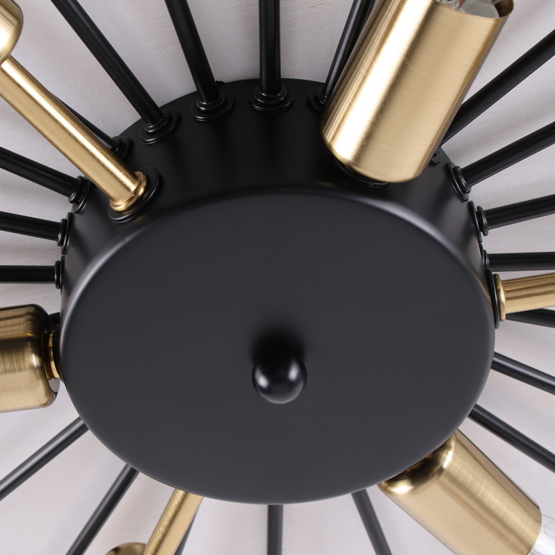 6 - Light 23.82" Dimmable Linear / Sputnik Flush Mount Lighting, Gold/Matte Black