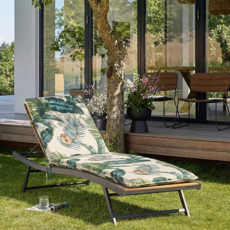 All-Weather Patio Chaise Lounge Cushion With 28D High-Density Foam, Waterproof Fabric, And Washable Cover For Pool And Garden Recliners
