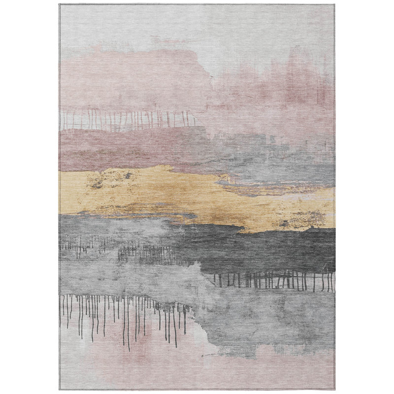 Machine Washable Indoor/Outdoor Xhevrie Blush Rug, Rectangle 8' x 10'