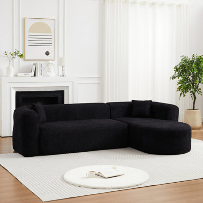 Boneless 109.4" Modular Sectional Sofa Luxury Modern Curved Back Sofa,chenille Fabric Two Throw Pillows,minimalist Comfortable L-shape Boneless Cloud Couch For Living Room Apartment