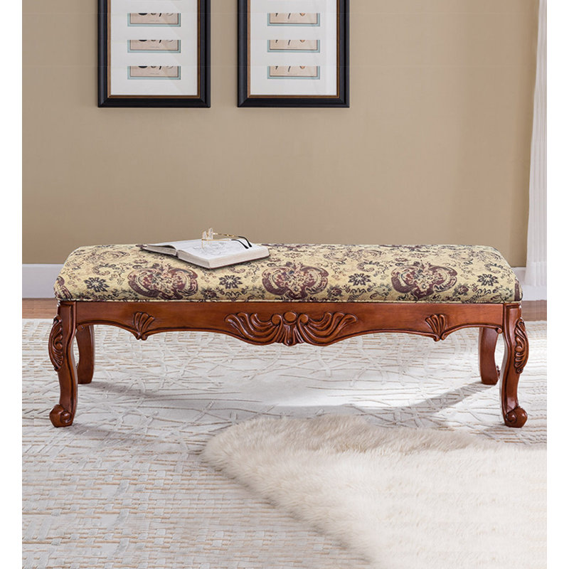 Banc de bout rembourré en tissu à motif