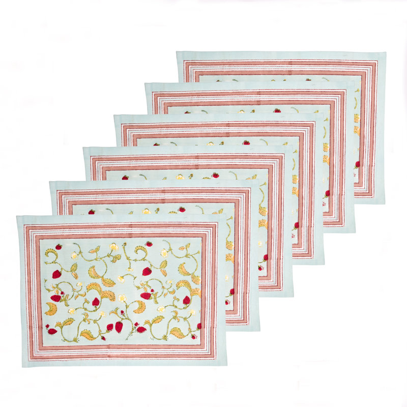 Aditya 100% Cotton Floral Rectangle Placemat