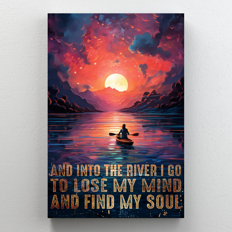 «Kayayak And Into The River», reproduction d'art graphique sur toile tendue, H 36 po x l 24 po x P 1,25 po