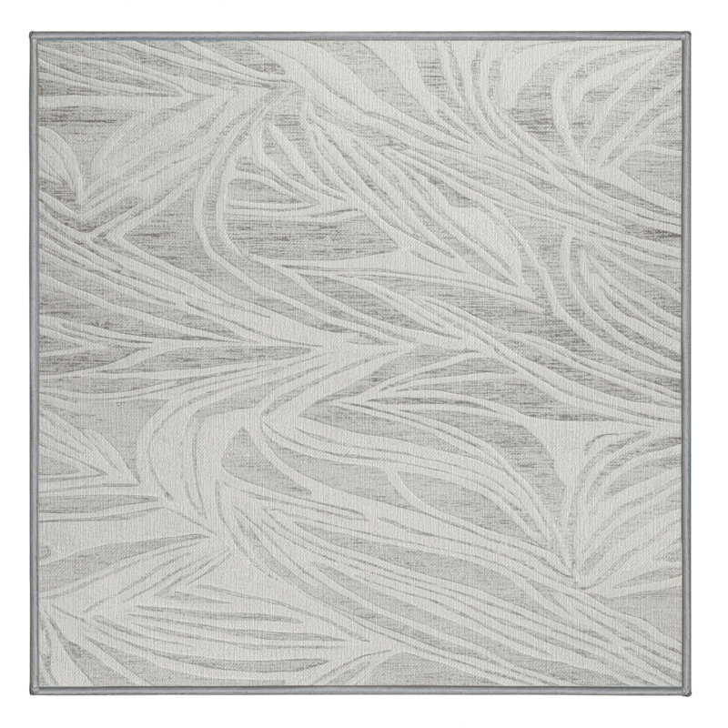Tapis abstrait gris lavable à la machine, Carré 3 pi